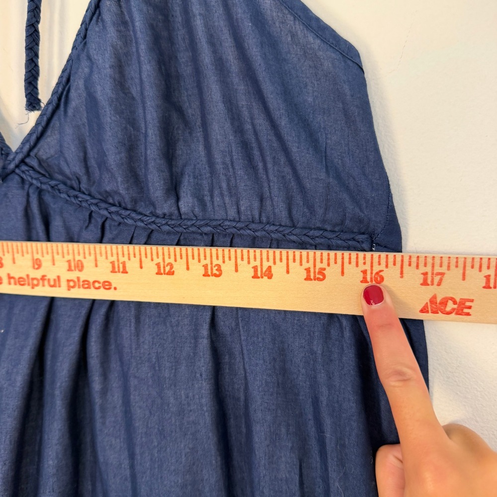 Gap Ombre Cotton Halter Maxi Dress Womens Medium Blue White Boho Coastal Summer - Picture 7 of 11